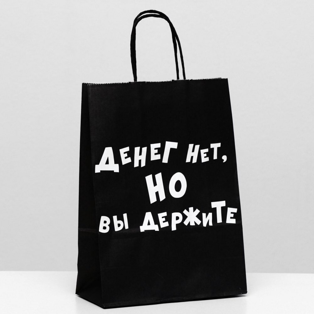 Пакет подарочный Денег нет но вы держите 25х18х8 см