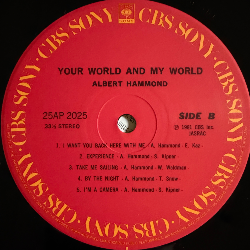 Виниловая пластинка Albert Hammond ‎– Your World And My World LP