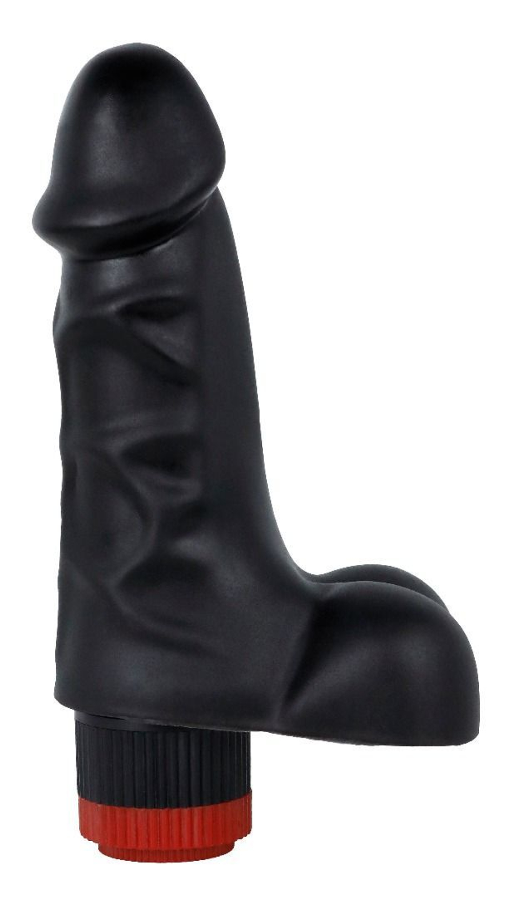 Черный реалистичный вибратор с мошонкой - 16,5 см. (Цвет: черный)