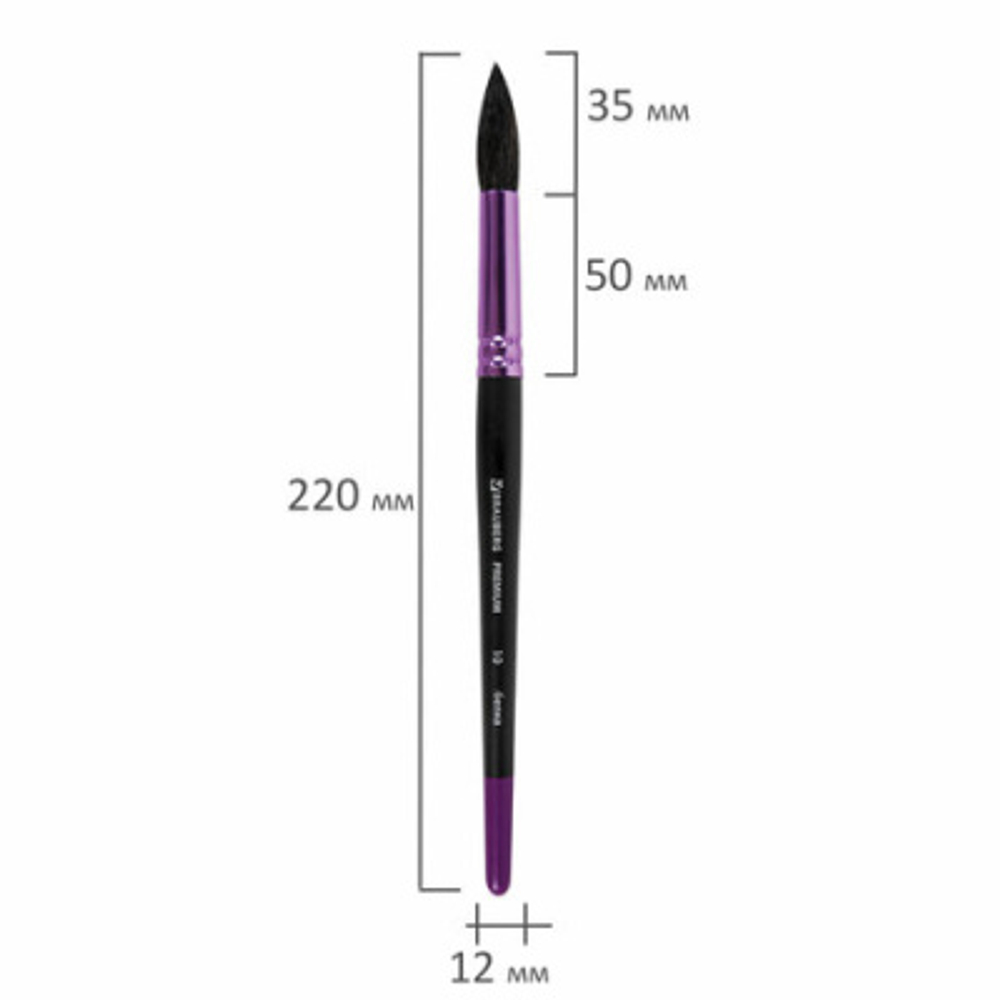 Кисть белка круглая №10, BRAUBERG PREMIUM, 200979