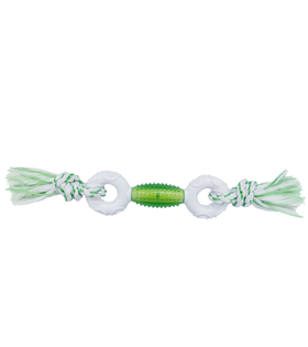 CanineClean игрушка для собак Регби и 2 кольца нейлон/синтет резина 39 см с ароматом мяты, зеленый