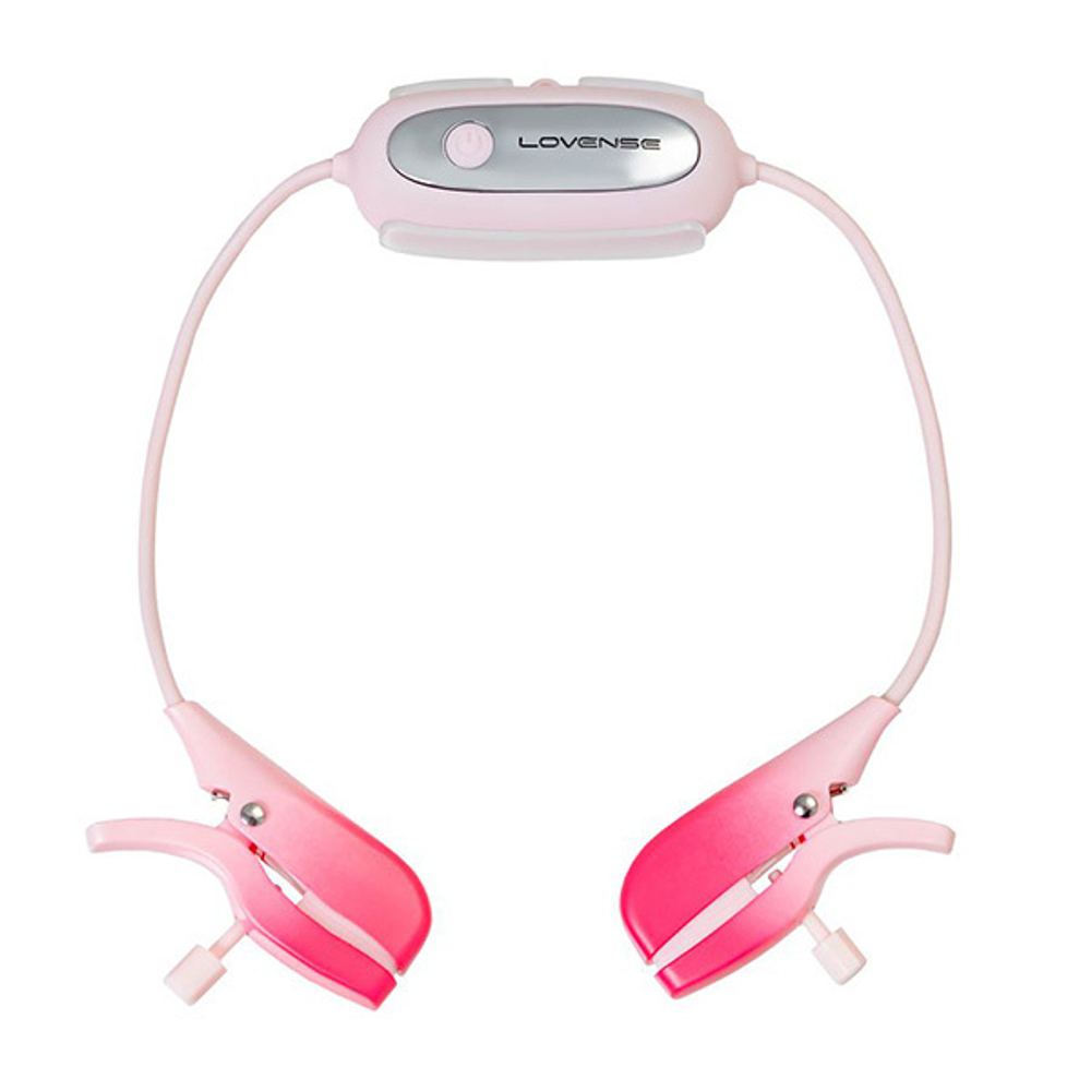 Розовый вибромассажер для сосков с управлением через приложение Lovense Gemini App Controlled Vibrating Nipple Clamps Clit Clamps LE-27