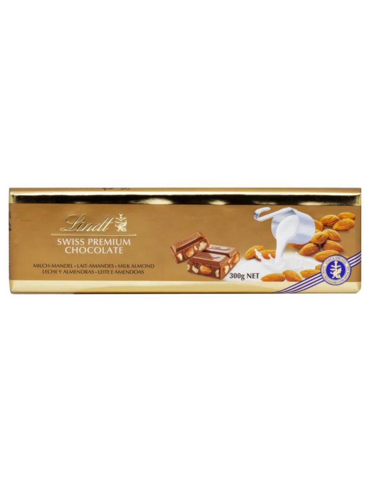 Молочный шоколад Lindt с миндалем 300 г x 2 шт
