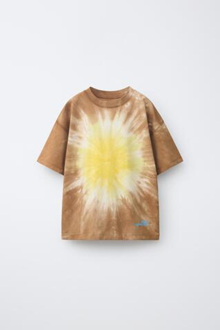 ZARA ФУТБОЛКА TIE DYE, КОРИЧНЕВЫЙ