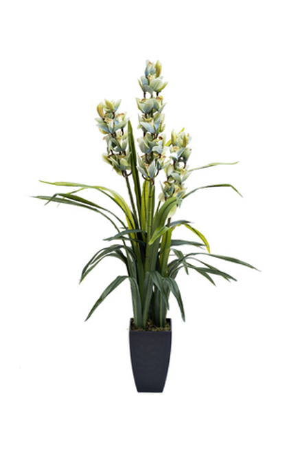 Орхидея Cymbidium искусственная цвет лайм в горшке