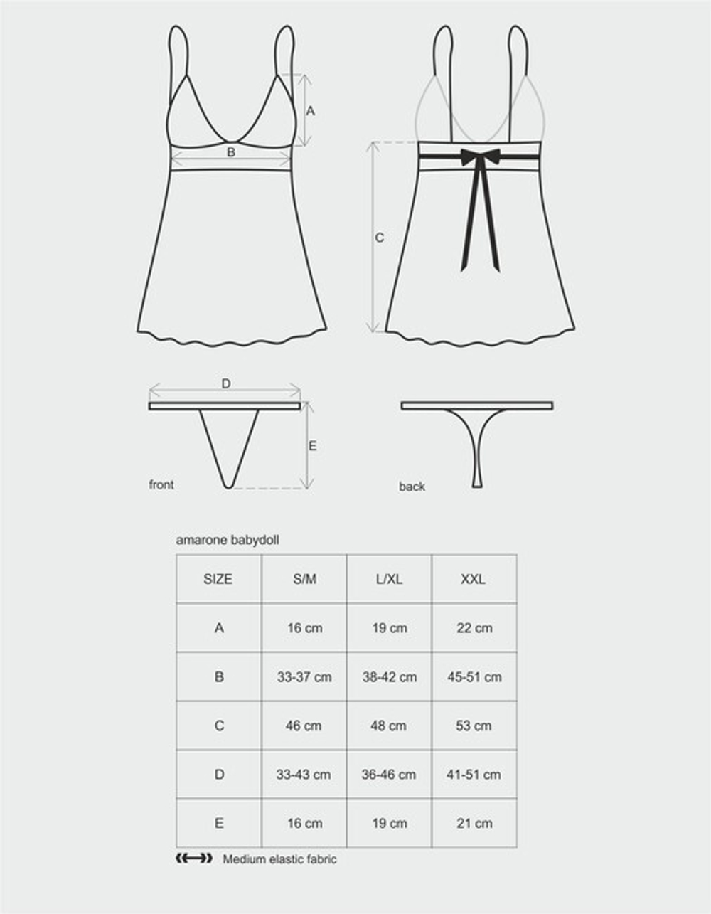 Чёрная сорочка с малиновым узором Amarone babydoll SM (42-44) (Цвет: черный, малиновый)