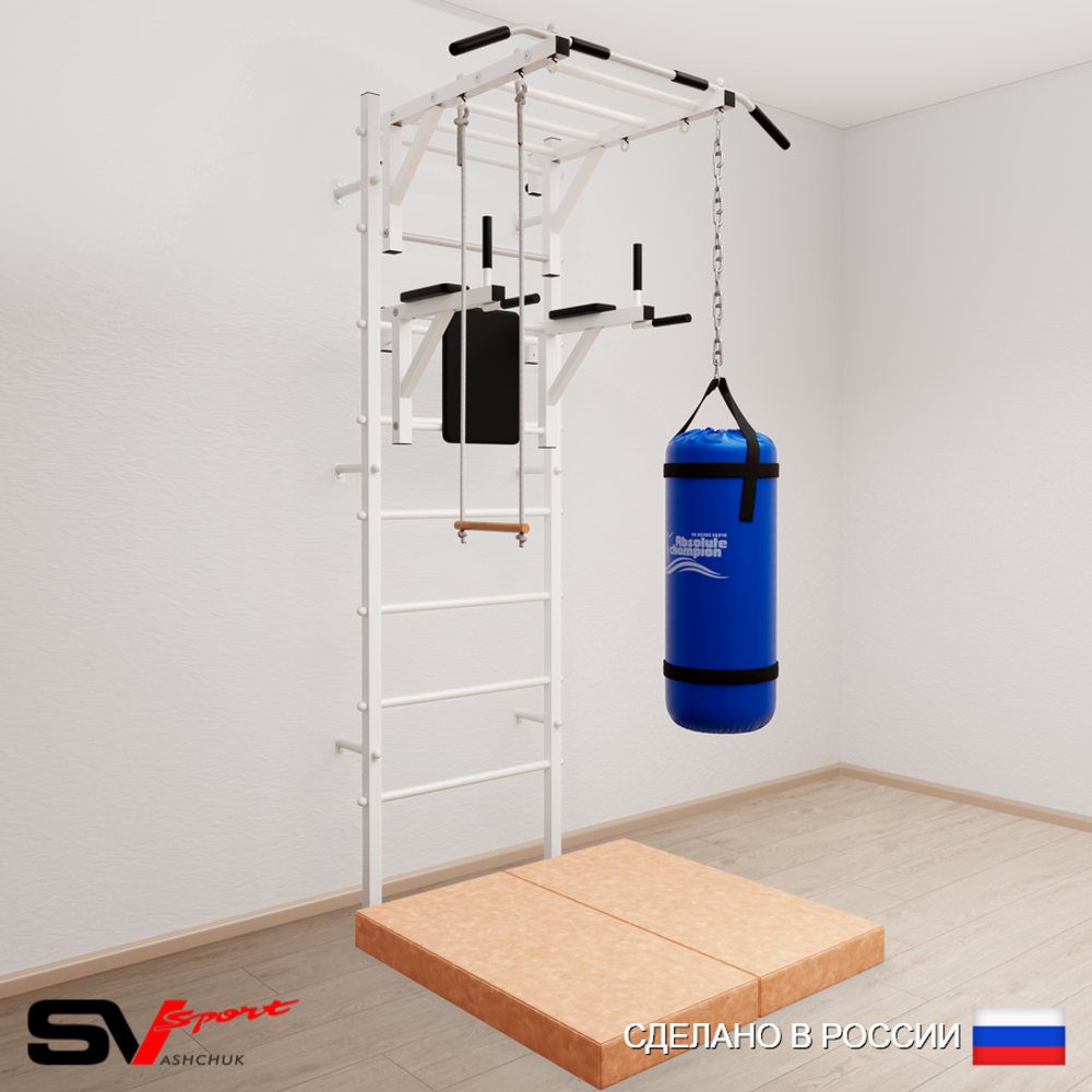 Шведская стенка Sv Sport 5435 (Турник рукоход/Брусья/Трапеция/Цепь/Мешок 15кг/Мат 1м)