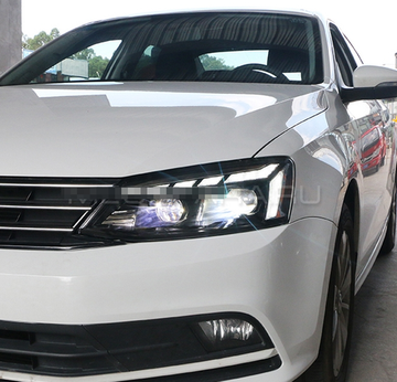 Передние фары Джетта 6 2011-2019 V19 type [Комплект Л+П; ходовые огни; би LED линза; электрокорректор; светодиодный поворотник]