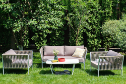 "Касабланка" лаунж-зона плетеная из роупа 4-местная, цвет серо-коричневый