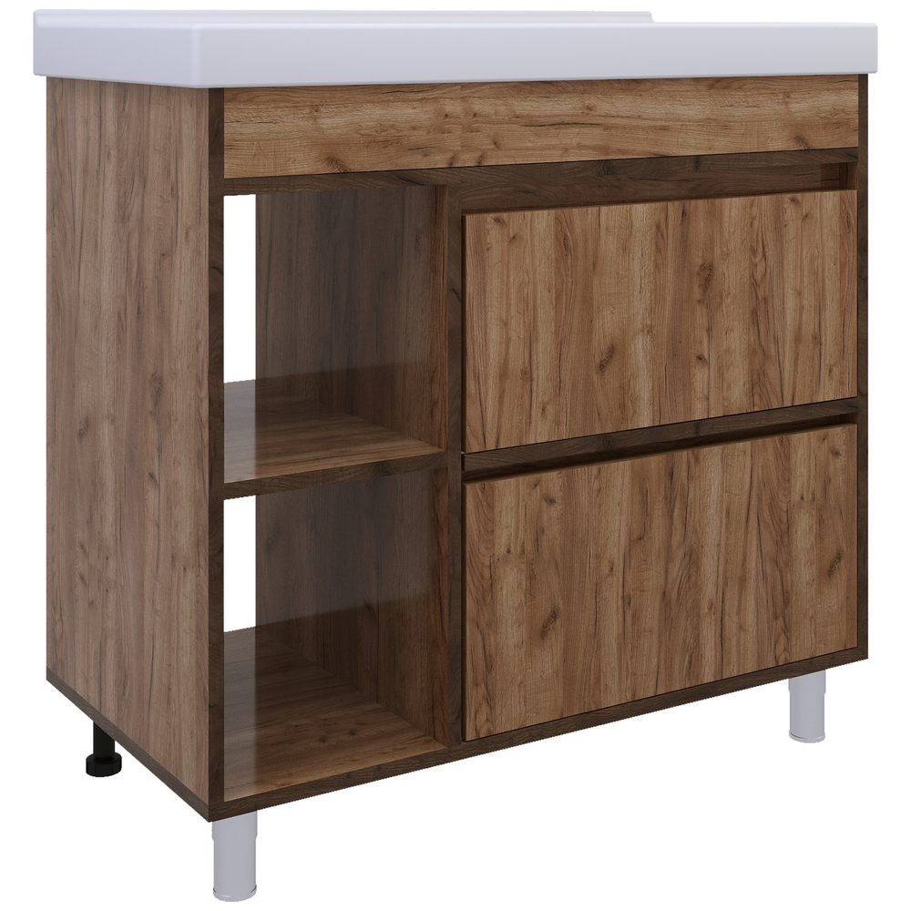 AVK3. Тумба напольная, 2 Ящика + Ниша, 800, коллекция (София, Cersanit Como, Дуб Крафт Золотой)