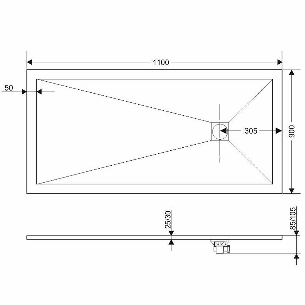 Душевой поддон из искусственного камня Grossman Strong 90x110 GR-S190110Q Белый