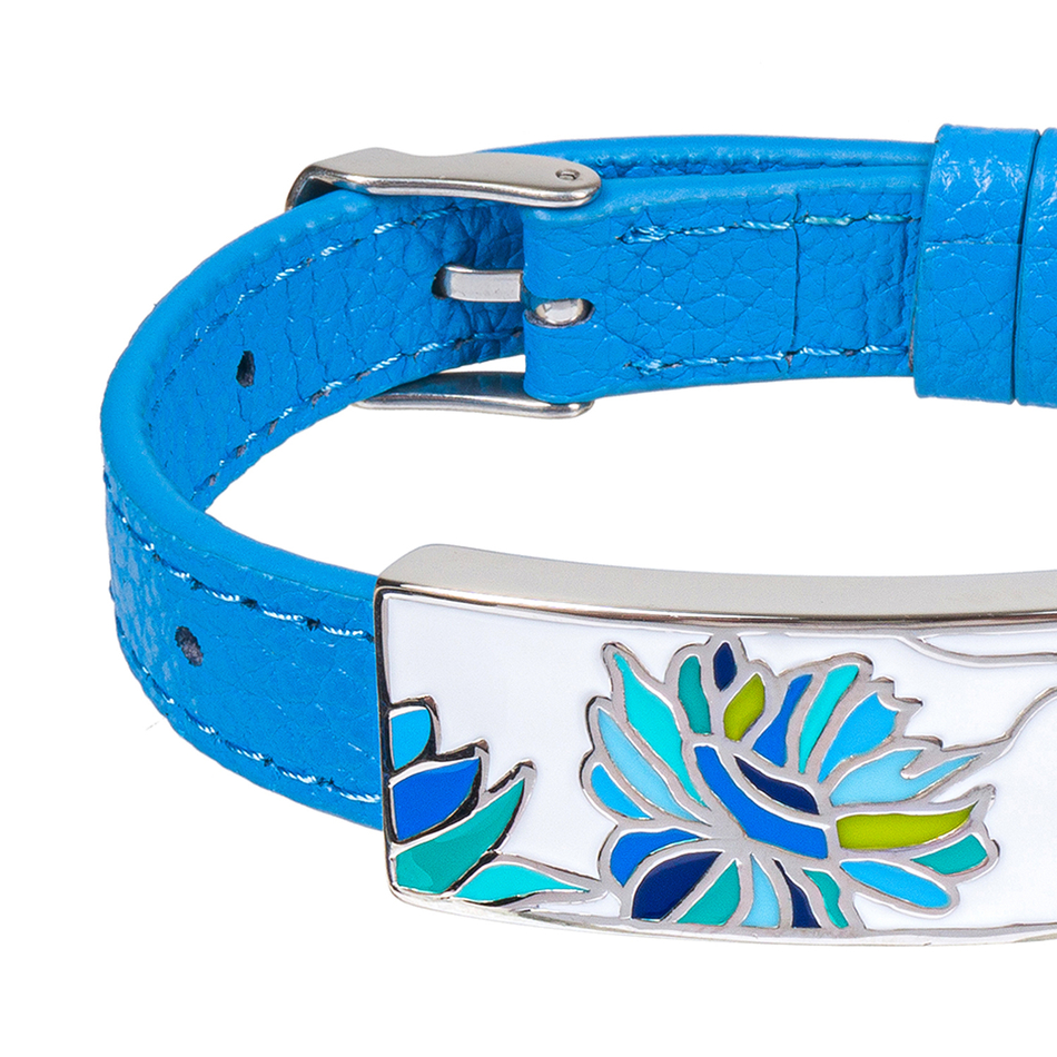 Браслет Fiore Luna на голубом кожаном ремешке CB03599-16A
