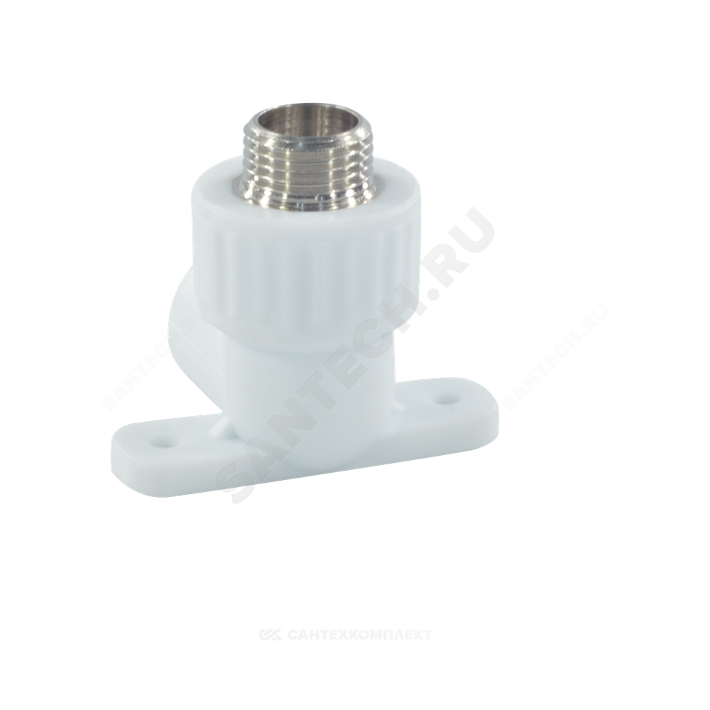 Угольник PP-R комбинированный белый Дн 20х3/4" НР с креплением VALFEX 10121120