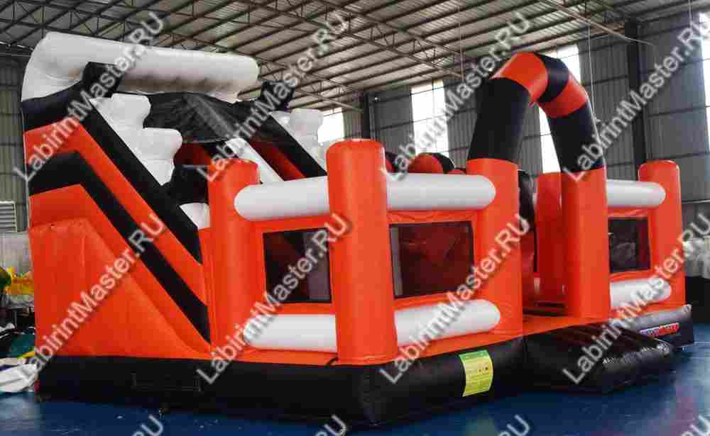 Коммерческий батут "Белый клык" с механизированной головой, 6*5*4 м черно-оранжевый