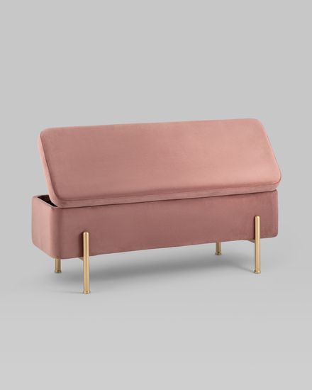 Банкетка Болейн с ящиком велюр розовый