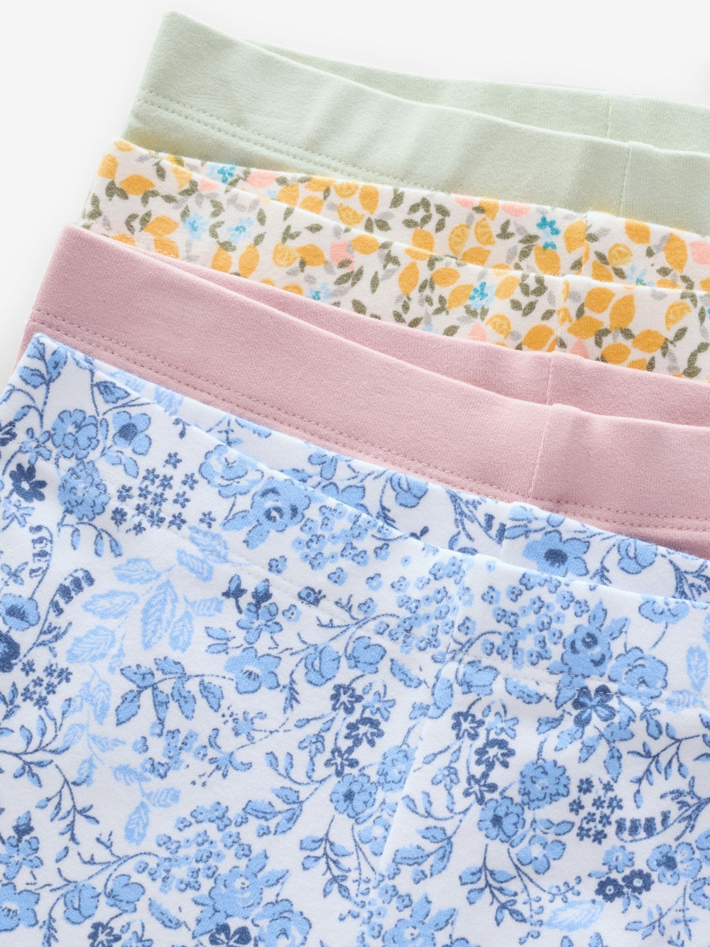 Легинсы укороченные для девочки Next E61-334, 4 шт., Салатовый, Голубой, Розовый