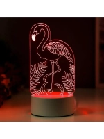 Светильник 3D ночник RISALUX «Фламинго», LED RGB, от сети, 9