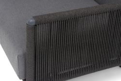 "Джелло" кресло плетеное из роупа, каркас алюминий темно-серый (RAL7024) муар, роуп темно-серый круглый, ткань темно-серая 027