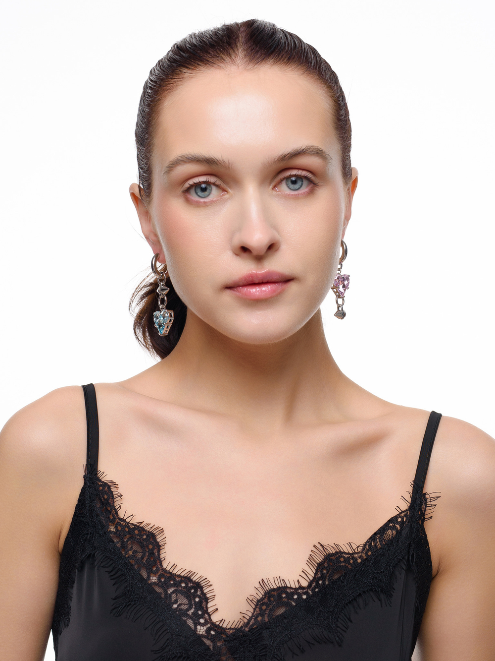 Серьги "Blue and pink big soul thorn" Silver