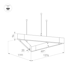Светильник ALT-LINEAIR-TRIANGLE-FLAT-UPDOWN-DIM-1375-130W Day4000 (BK, 100 deg, 230V) (Arlight, IP20 Металл, 3 года) 032995
