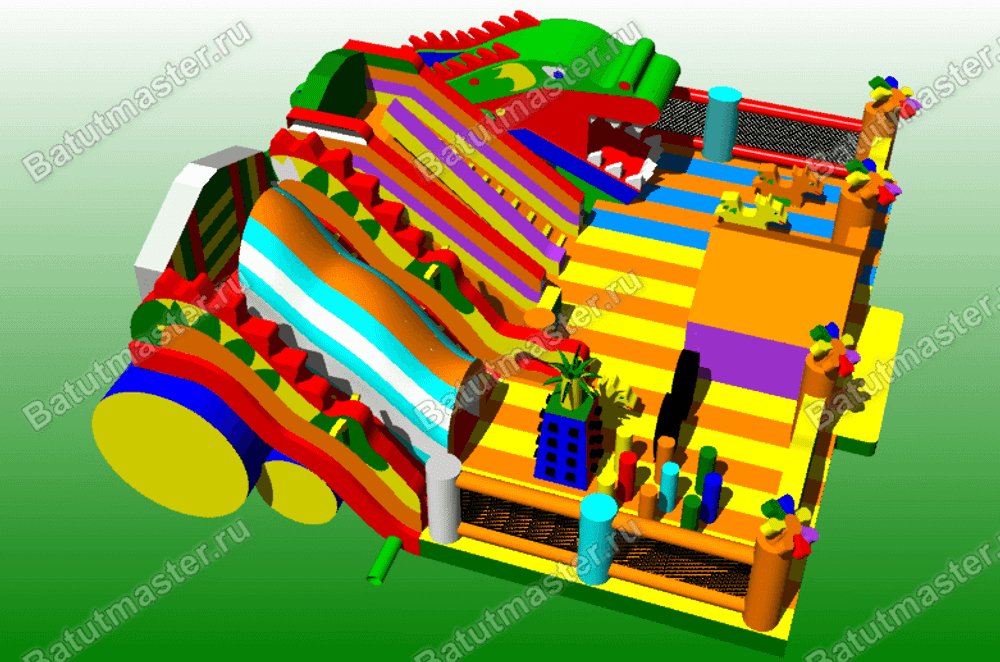 Надувной батут "Царство драконов" 13*13*7 м