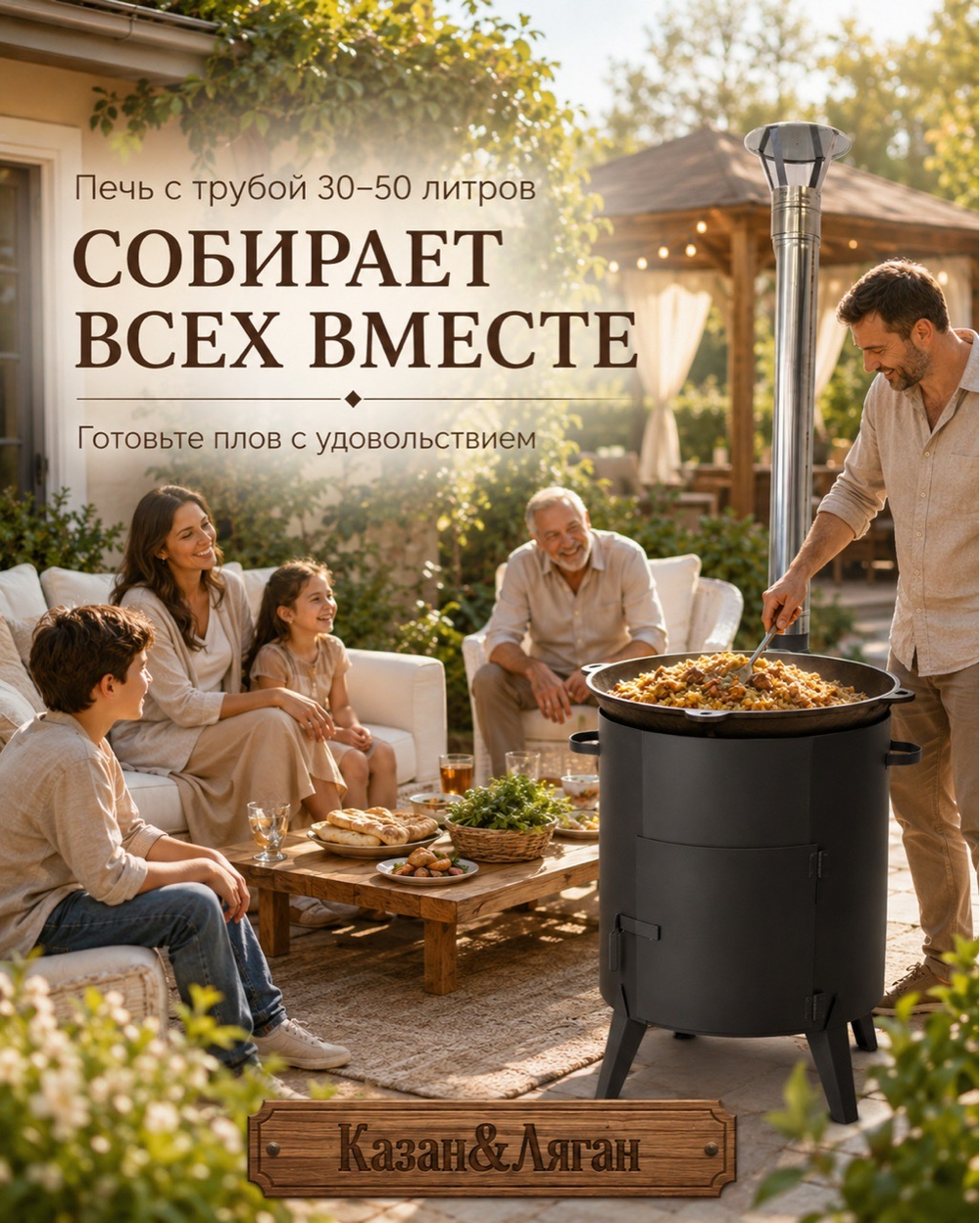 Печь с трубой 2 мм 30-50 л