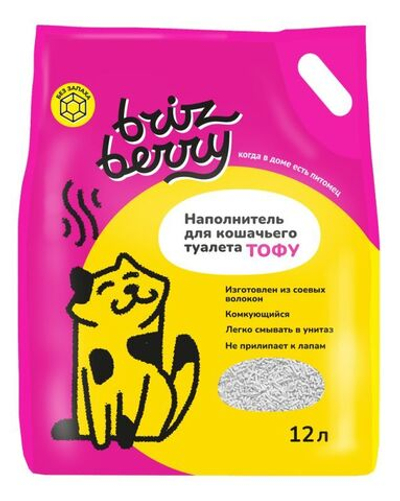 Наполнитель Brizberry для кошачьего туалета, Тофу комкующийся, без запаха, 12 л