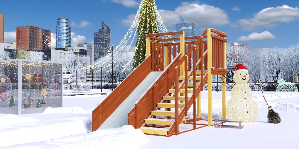 Зимняя деревянная горка Савушка "Зима - 3"