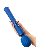 Синий вибромассажер Vim Vibrating Wand - 31,3 см.