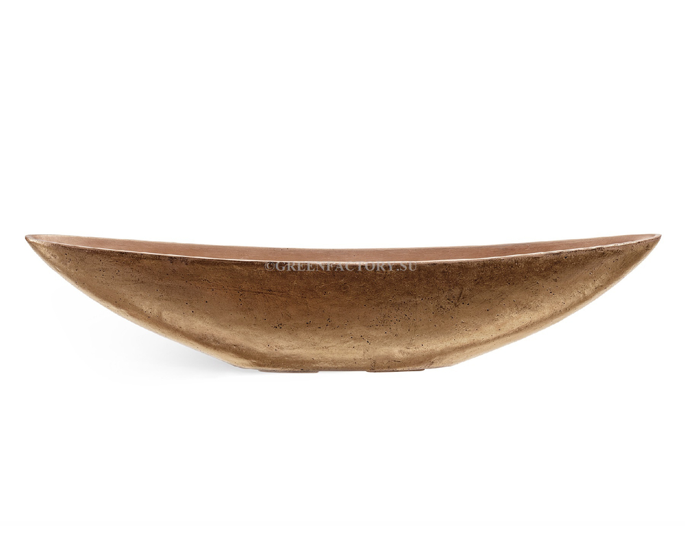 Кашпо TREEZ Effectory - Metal - Ваза-Лодка (2 размера) - Тёмное матовое золото