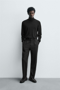 ZARA БРЮКИ ИЗ 100% ШЕРСТИ, ЧЕРНЫЙ