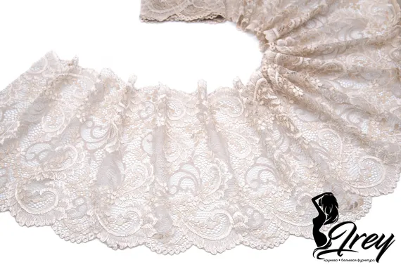 03-158 Кружево эластичное 19 см, кофе с молоком 030/айвори 004