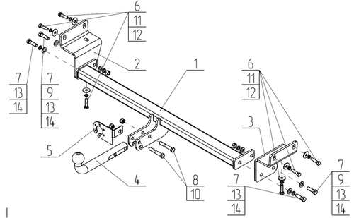 Фаркоп для Hyundai Tucson 2021-, Kia Sportage V 2022- Тип шара: A. Нагрузки: 2000/100 кг, KI 39