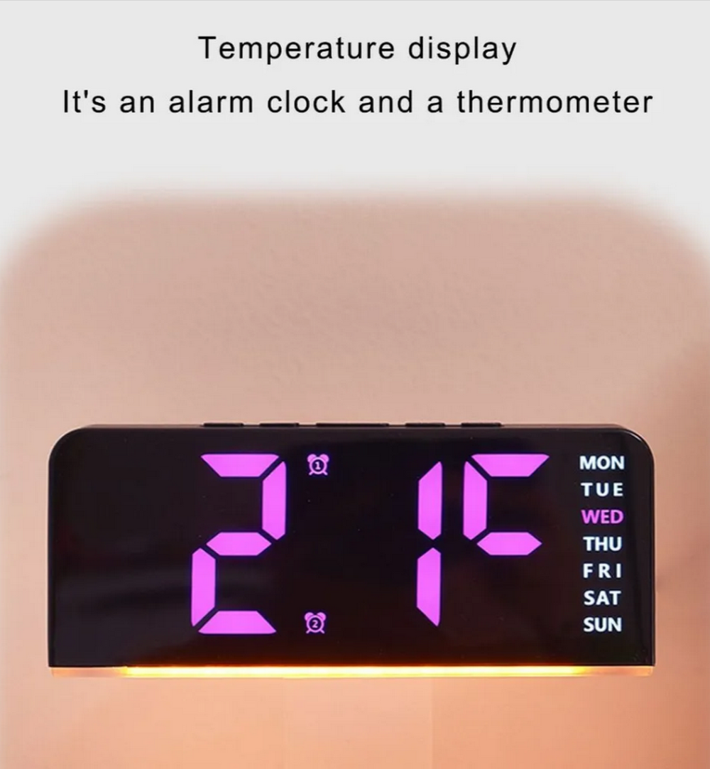 Часы-будильник настольные LED GH9001 черный корпус