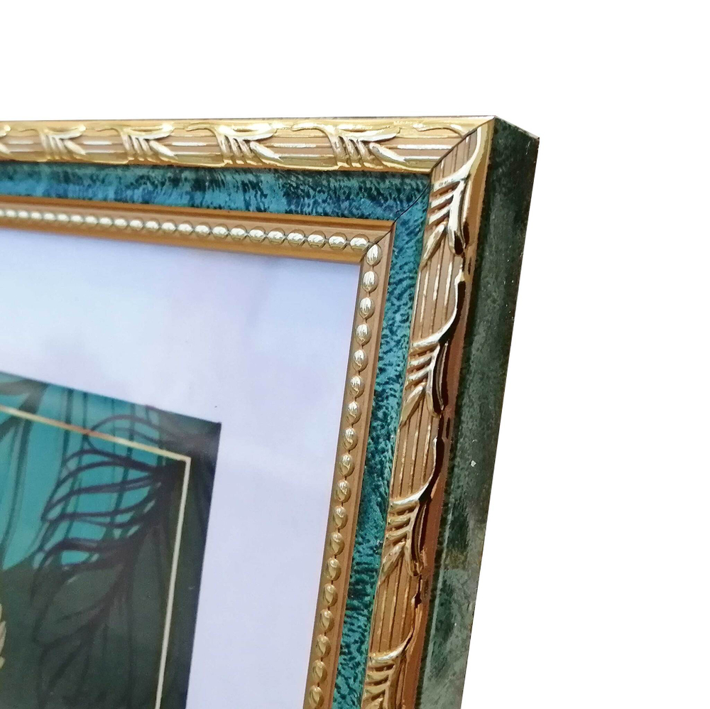 Фоторамка пластик 10х15 см Камышок малахит