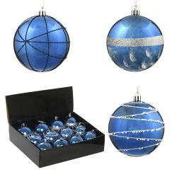 GAEM Набор из 12шт, Украшение новогоднее Шар "Синее вдохновение", D 8 см, L35 W27 H9 см