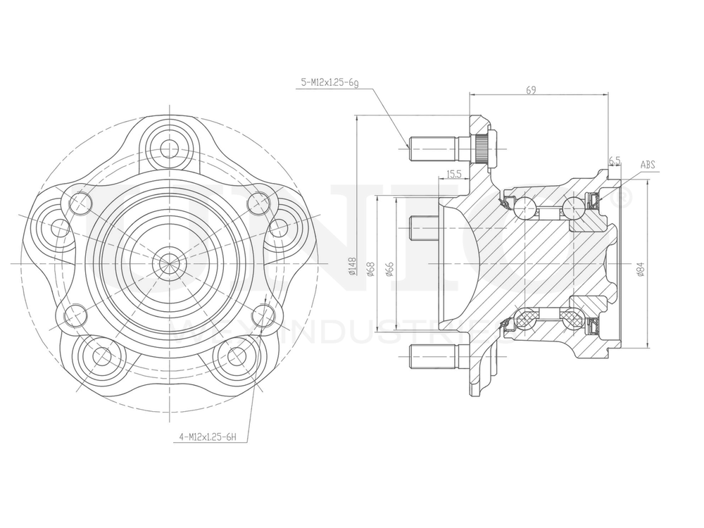 Ступица задняя (с ABS) UNIO HUB-20102