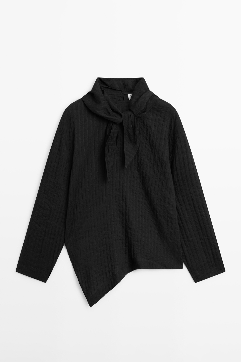 Massimo Dutti Струящаяся рубашка в полоску с шарфом, черный