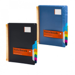 Тетрадь 200л., А4, клетка, Alingar "Завитки", цветная спираль, пластиковая обложка с информ. окном, цветные пластиковые разделители, ассорти 4 цвета