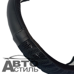 Оплетка на руль круглая Nova Bright 47517 размер М черная с черными массажн вставками
