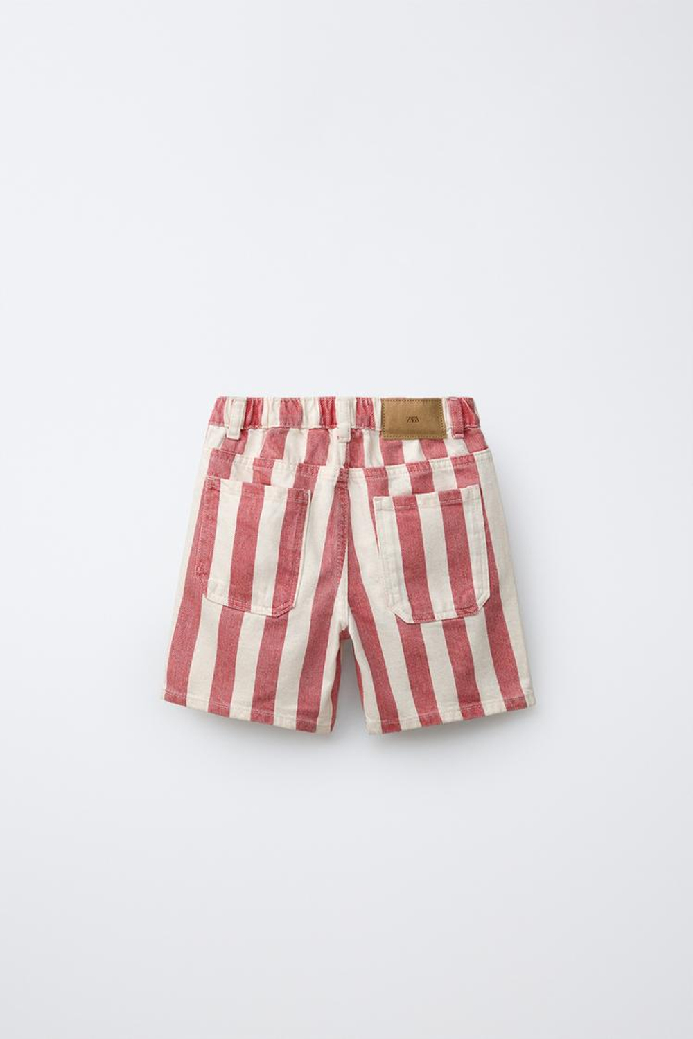 ZARA ДЖИНСОВЫЕ ШОРТЫ BAGGY В ПОЛОСКУ, КРАСНЫЙ