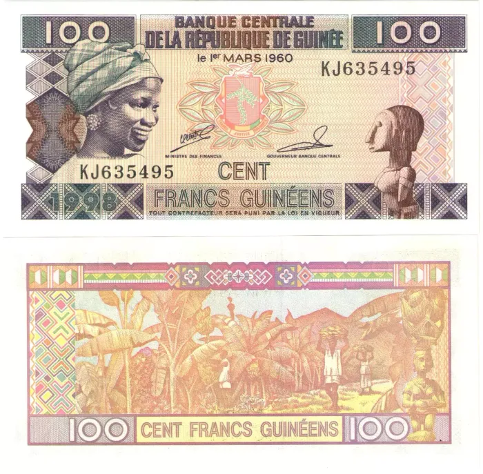 100 франков 1998 Гвинея