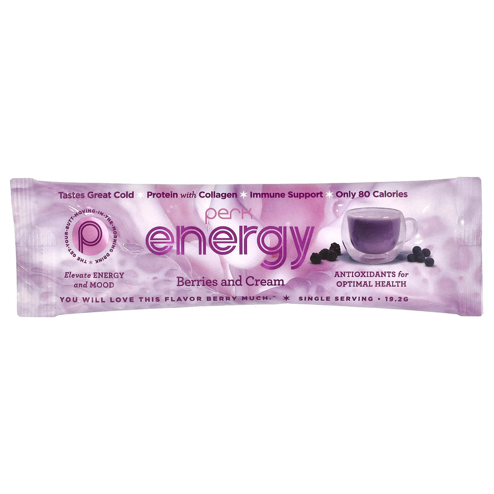 Perk Energy, Ягоды и сливки, 16 пакетиков в стиках по 19,2 г