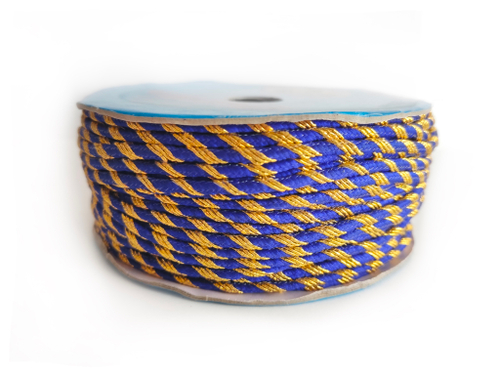 Шнур декоративный отделочный с люрексом 2,5мм золото /  темно синий