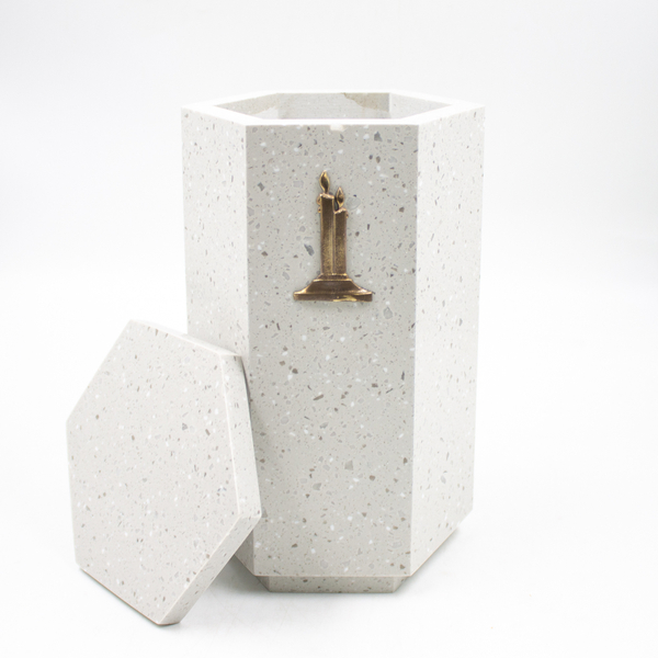 Урна для праха "Мирта с декором" бежевый мрамор