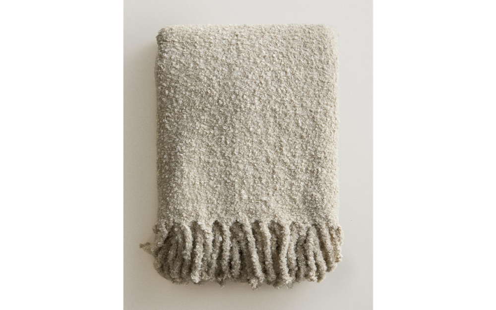 Zara Home плед из полиэстера, серый, 140x190 см