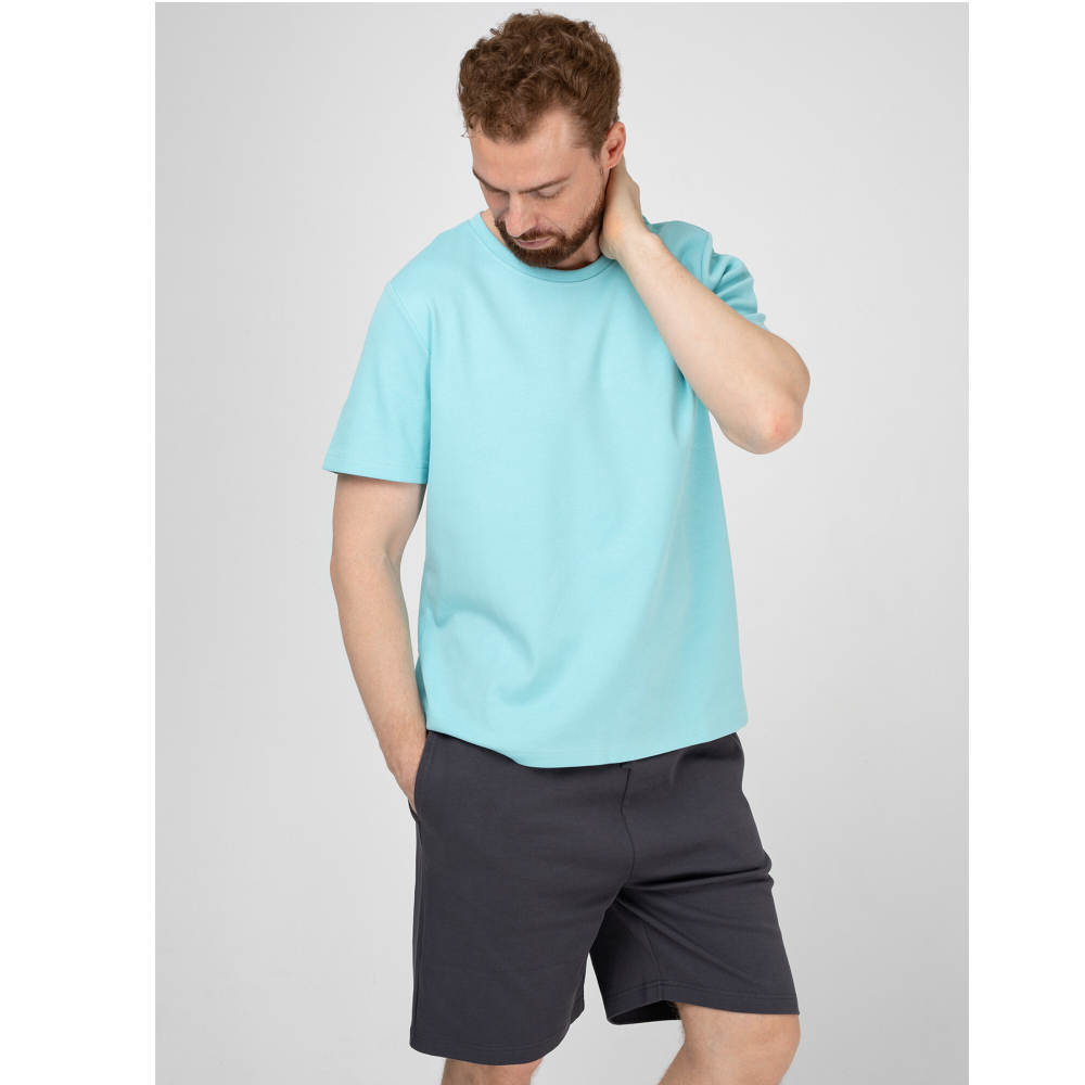 Мужская пижама (голубая футбока, серые шорты) Opium Sport&Home F-157