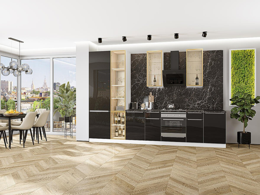 Прямая модульная кухня Фьюжн-08 Anthracite - Белый 2340*3400*600