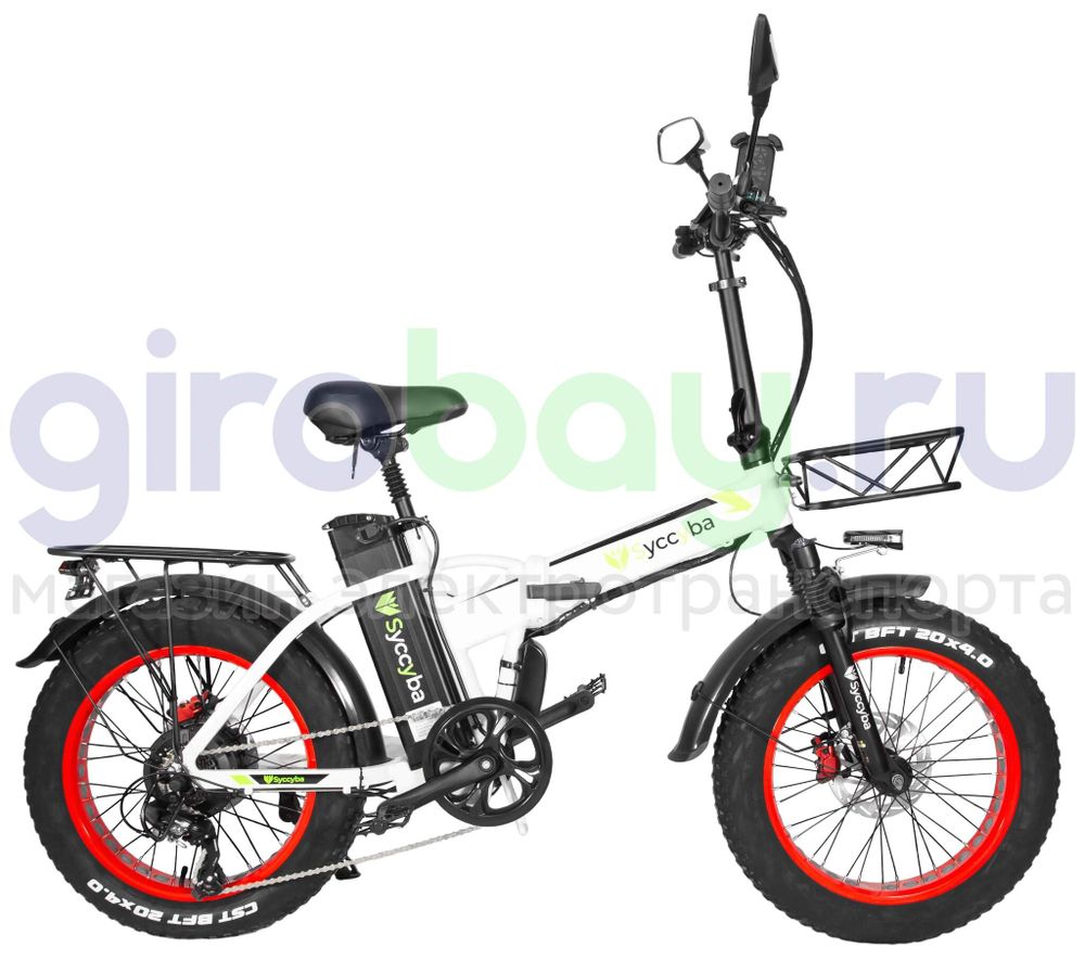 Электровелосипед Syccyba F10 Pro (48V/20Ah) - Белый с красными ободами фото №9