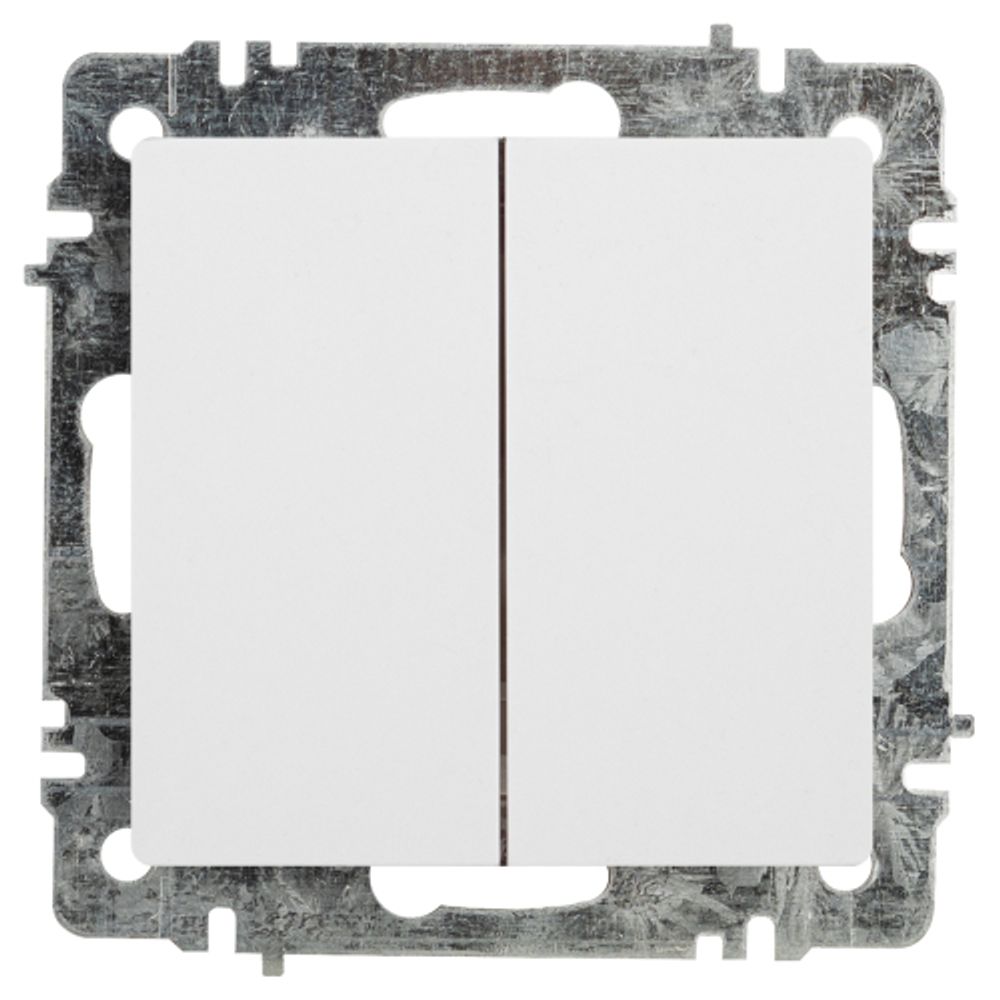 Переключатель Intro Accent 6-107-01 двойной, 10А-250В, IP20, СУ, AL/CU, белый | Intro